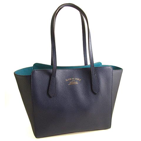 Authentic Gucci Swing Soft Tote Bag 354397 Dark Blue